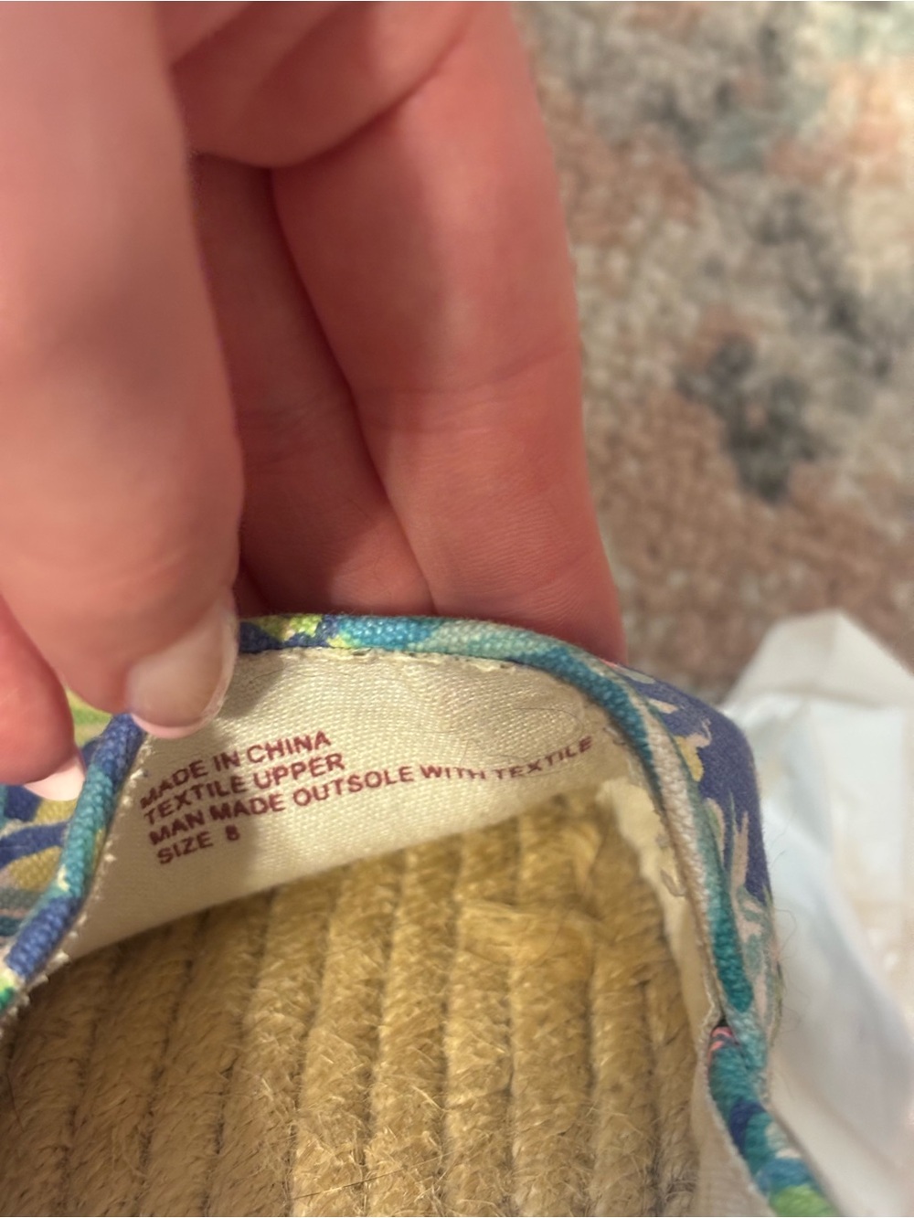 Lilly Pulitzer Blue, Green & Yellow Floral Canvas Espadrilles Sz 8 - Picture 4 of 5